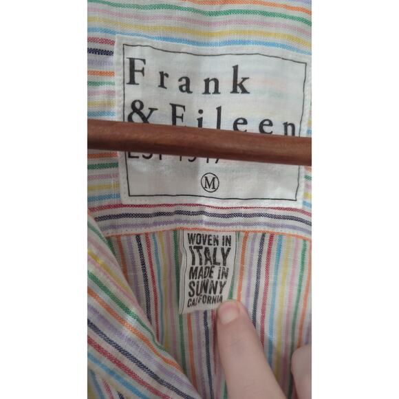 Frank & Eileen Linen Rainbow Striped Button Down Shirt - Picture 2 of 5